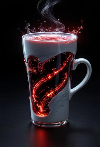 Whiteember. Sleek Glossy ,white Red Glow ,tech. The Cups S... — SDXL AI Prompt: WhiteEmber. sleek & glossy ,white & red glow ,tech. The cup’s surface displays a...