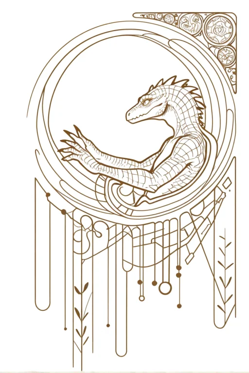 Lizardman, Abstract, Art Nouveau