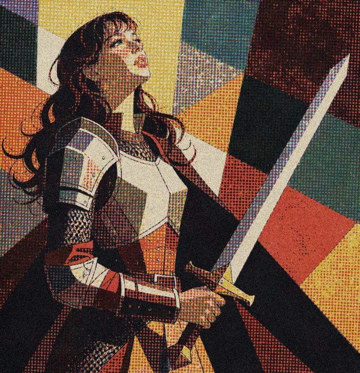 A Woman Warrior Rendered In Early Twentieth-century Modernis...