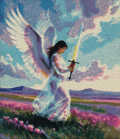 A Woman With Large Feathered Wings Stands Alone In A Vast La... — Stable Diffusion AI Prompt: A woman with large feathered wings stands alone in a vast landscape/ her body ce...