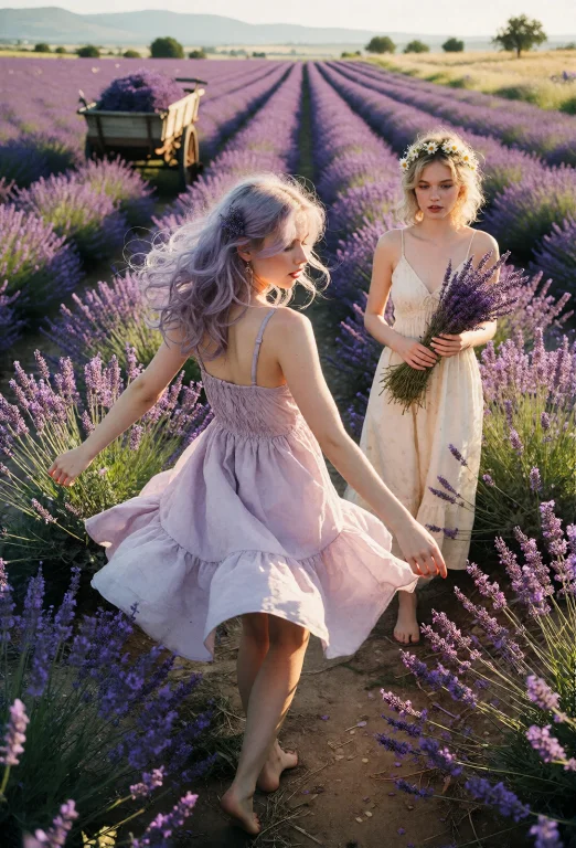 A High-angle Wide Shot Looking Down Across An Endless Purple...