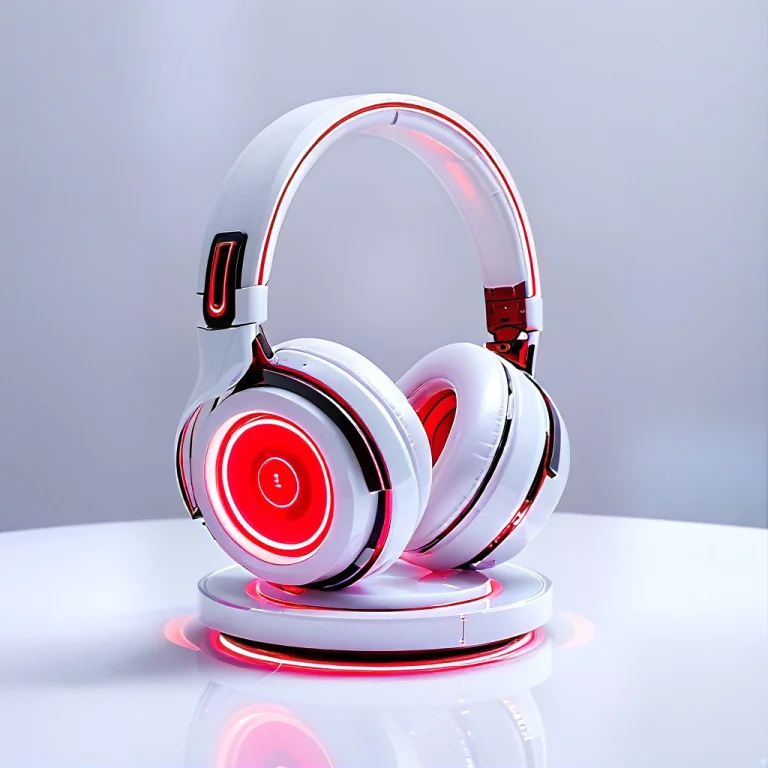 Whiteember, Sleek High-tech Over-ear Headphones Resting On A...