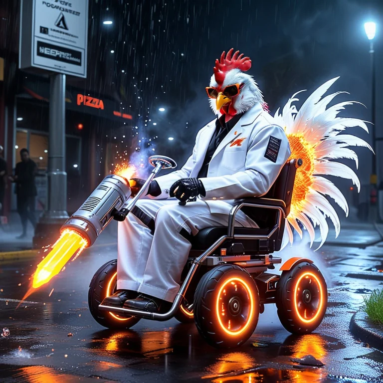 Whiteember, Full-body Action Shot, High-octane Surrealism, A...