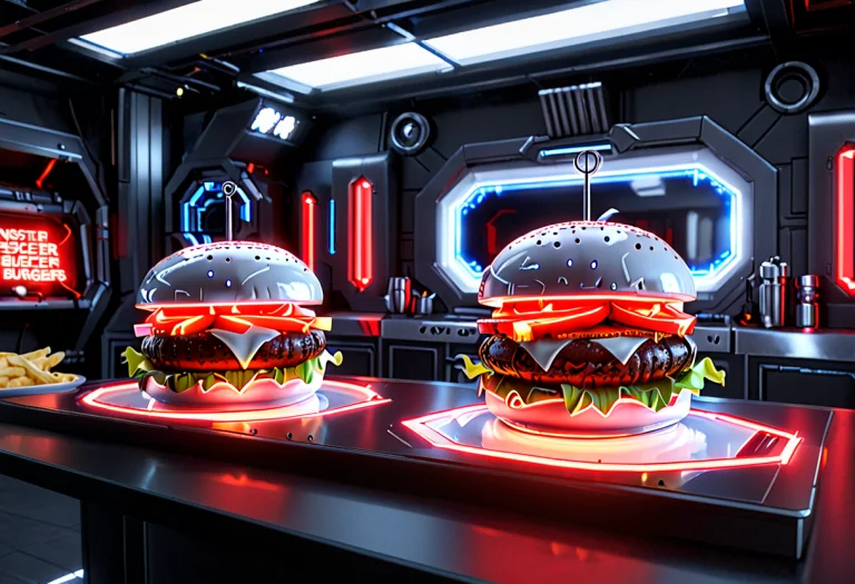 Whiteember, 11 Scale, High-tech Gourmet Hamburger, Sleek Sci...