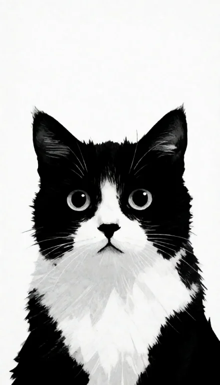 Black-and-white, Minimalist Vector Art Of A Black And White...