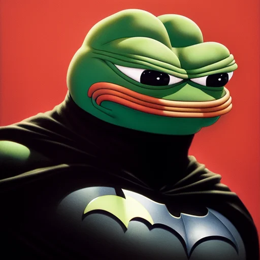 Pepefrog, A Portrait Of Batman Standing With The Batmobile B...