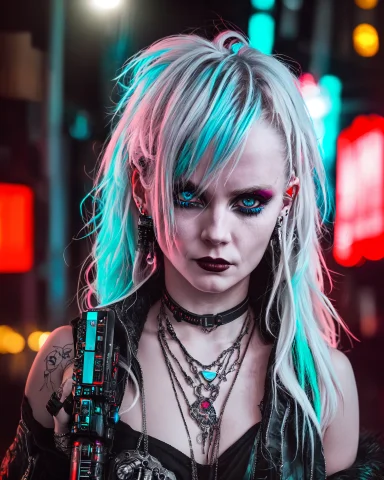 Professional Upper Body Photo Of An Icelandic Woman, Cyberpu... — Stable Diffusion AI Prompt: professional upper body photo of an icelandic woman, cyberpunk, wearing jewelry,...