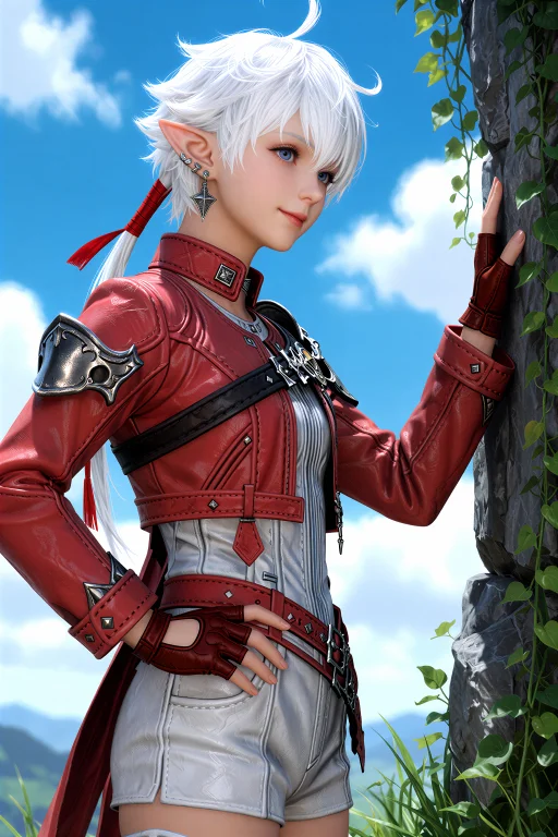 Alisaieffxiv, Redjacketoutfit, Upper Body, Hand To Hip, Hand...