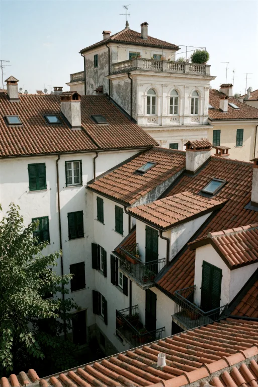 An Elevated, Angled View Of A Dense Cluster Of Multi-story R...