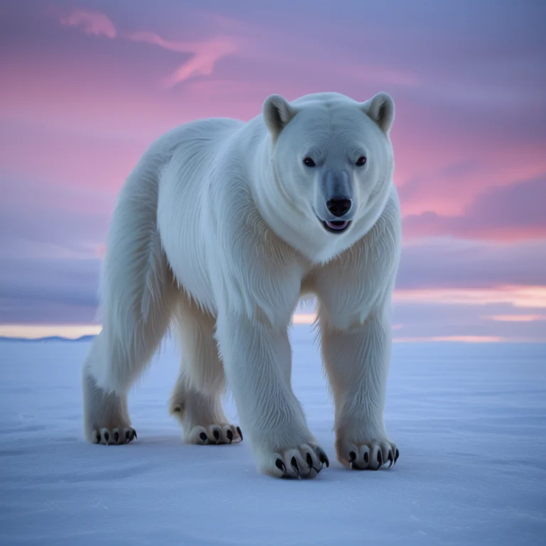 A Powerful Polar Bear, Animal Made Of Whiteember Tech, Frost...