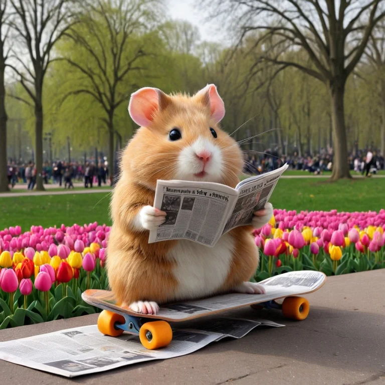 Jaynl-tm, Made Of Tulips Hamster Skateboarding In The Park,...