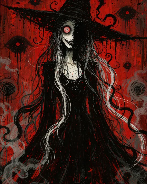 A Tall, Slender, Ghostly Woman Stands Centered In A Surreal...