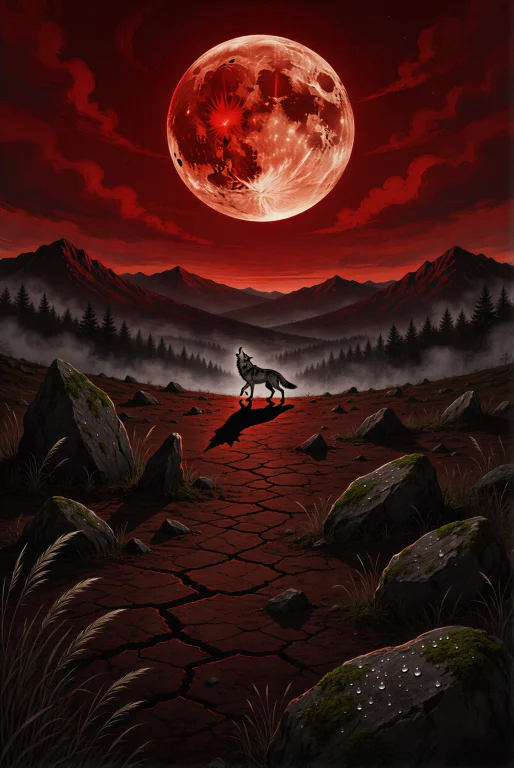 A Digital Illustration Of A Blood Moon Dominating The Night...