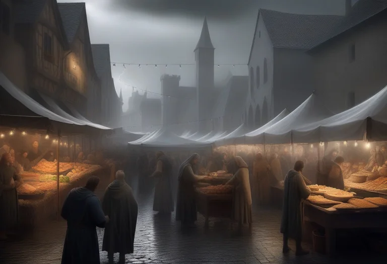 Masterpiece, Best Quality, A Medieval Market Crowded On A Fe...