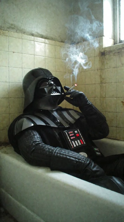 A Surreal, Moody Snapshot Of Darth Vader Lounging Inside A D...