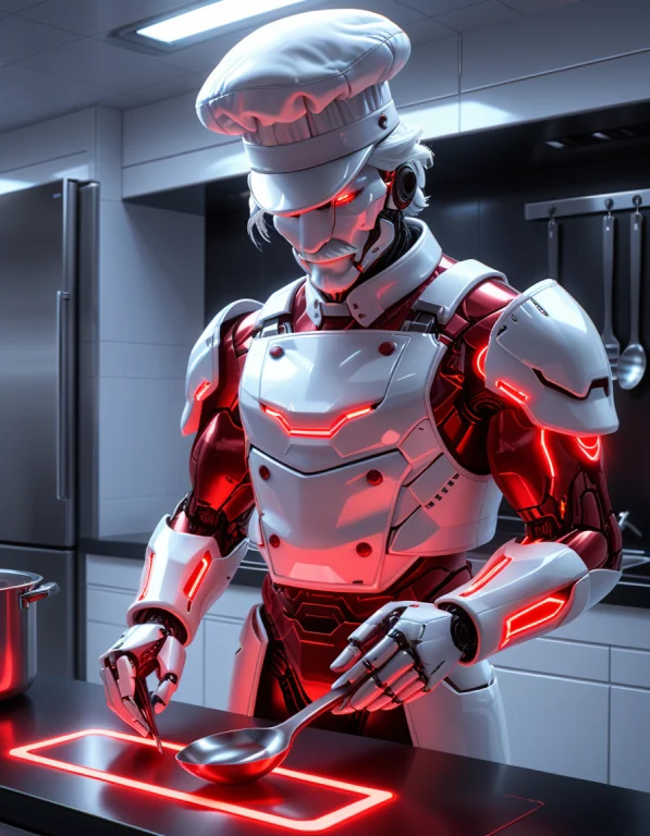 A Swedish Chef , In A Bright Kitchen, Holding Spoons Made Of...