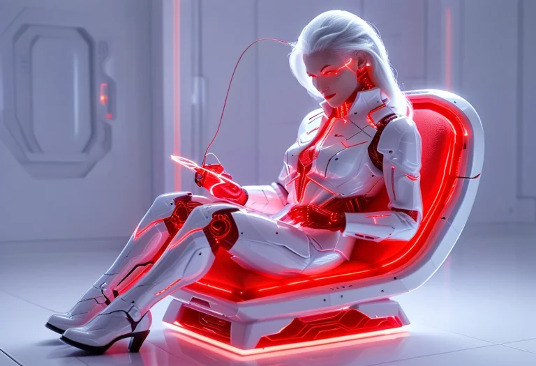 Whiteember. A Sleek, Futuristic Cyborg Grandmother Made Enti...