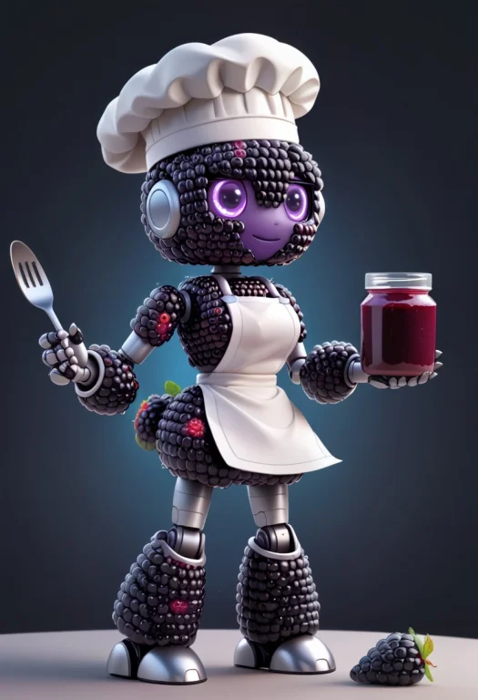 Blackberry World, A Female Robot Chef Made Of Blackberries,...