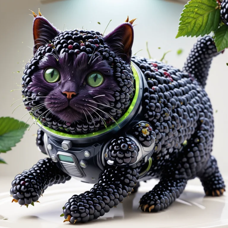 Blackberryworld, A Cat Made Entirely Of Glossy Dark Purple-b...