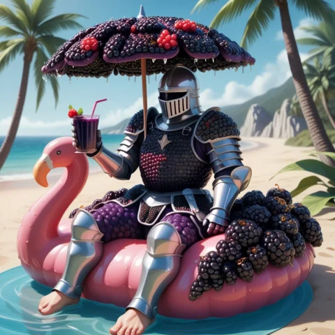 Blackberryworld, A Massive Medieval Knight Whose Entire Plat... — SDXL AI Prompt: BLACKBERRYWORLD, a massive medieval knight whose entire plate armor is construct...