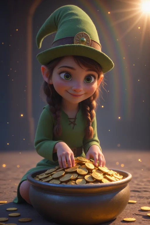 1girl, A Little Leprechaun, Leprechaun Clothes, Green Hat, S...