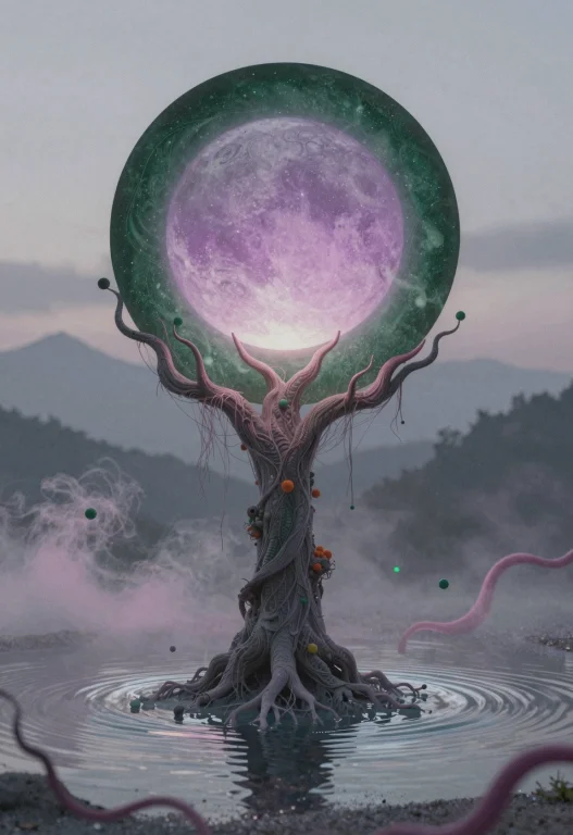 A Vertical Photograph Presents A Surreal, Mystical Scene Cen...