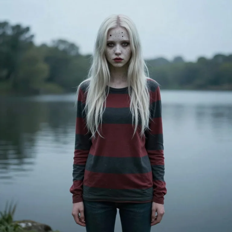 Pale Lady On The Lake With Freddy Krueger