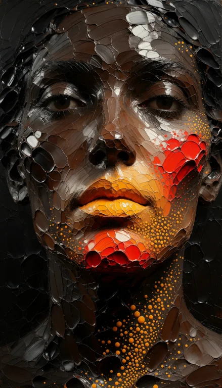 A Visceral,tactile Topography Of Relief. A Womans Face,rende...