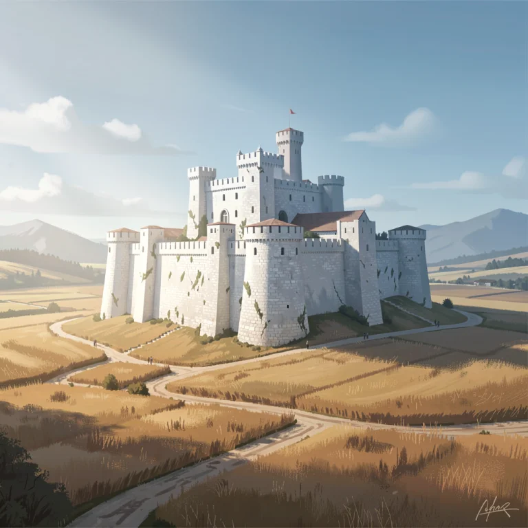 A Citadel Of White Stone Above Golden Fields, Digital Painti...