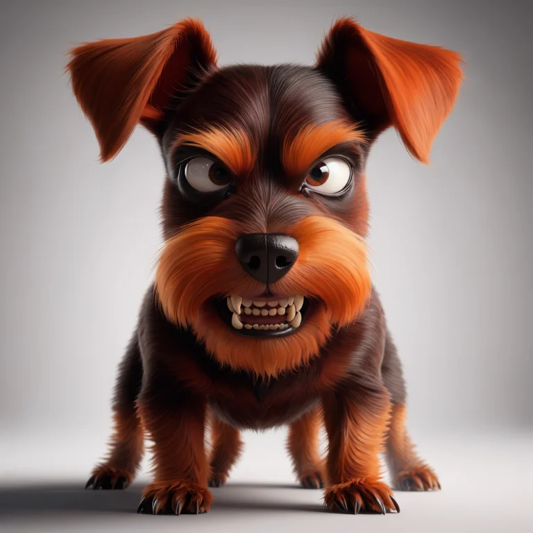 A Cartoonish, Angry Russian Mini Toy Terrier. Close-up View...