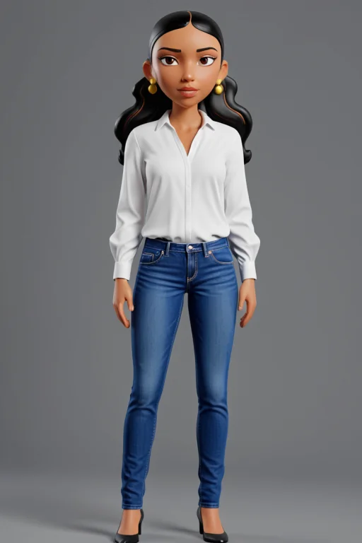 Monique, 1girl, Upper Body Portrait, 3d Character, White Shi...