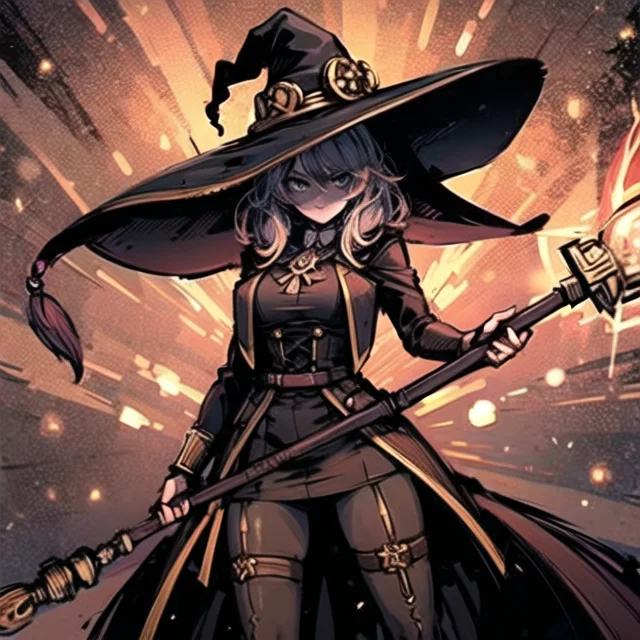 Highly Detailed, 8k, Masterpiece, 1girl, Fire, Witch, Witchh...