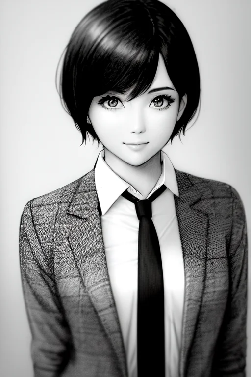 Pencil Sketch Of A Mysterious Female Detective In A Shirt, N...