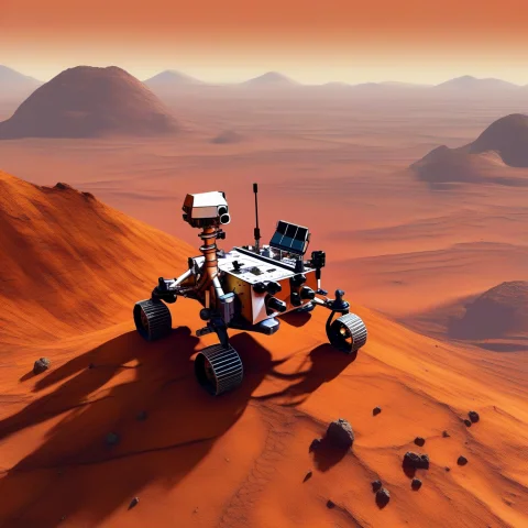 Best Quality, Highly Detailed, A Rover Cresting A Ridge On A... — SDXL AI Prompt: best quality, highly detailed, a rover cresting a ridge on a rust-red planet, go...