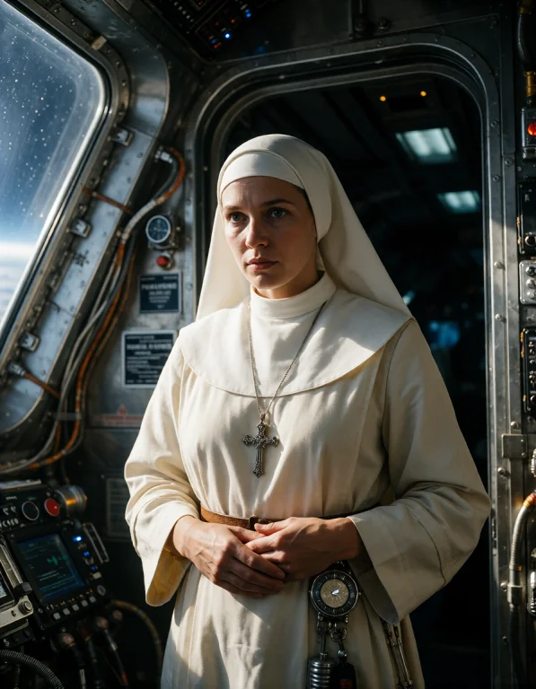 Document, In One Photorealistic Frame Centered On A Nun In H...