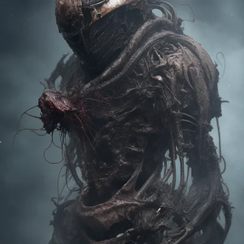 Alien Humanoid Creature, Space Suit, Cosmonaut Helmet, Tenta... — Stable Diffusion AI Prompt: alien humanoid creature, space suit, cosmonaut helmet, tentacles, sharp teeth, n...