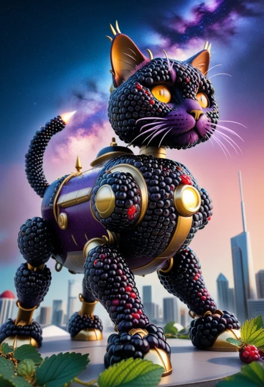 Blackberryworld Statue Of A Massive War Robot Cat, Made Of B...