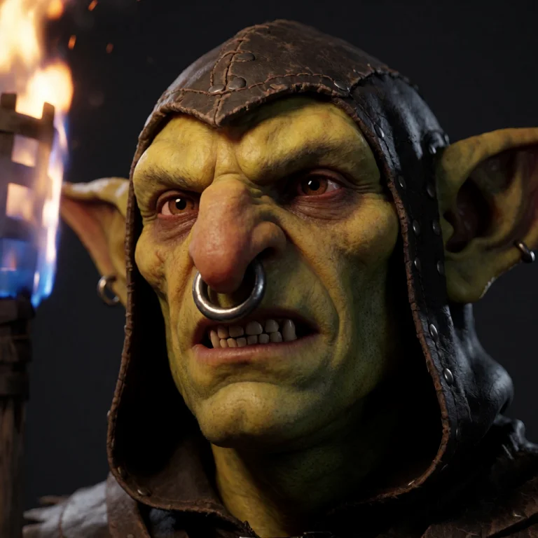 A Night-raid Goblin, Low Angle Close Portrait, Sick Yellow-g...