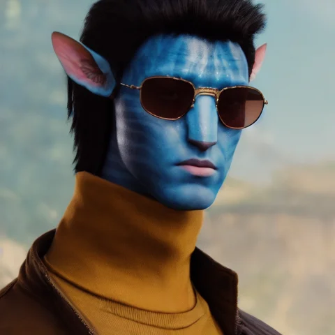 Avatar Style, Man, Handsome, Portrait, Punk Hair, Sunglasses... — Stable Diffusion AI Prompt: Avatar style, man, handsome, portrait, punk hair, sunglasses, smoking
