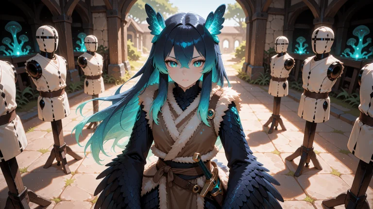An Adult Harpy Woman With Ocean-blue Hair That Fades To Seaf...