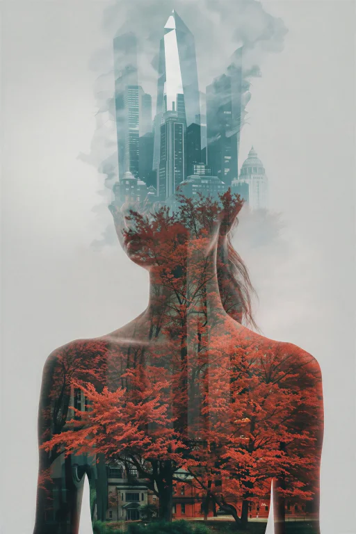 Upper Body, Female, Smoke, Crystal Double Exposure, Internal...