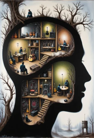 A Vast, Intricate Cross-sectional View, Zidiusart, A Surreal... — FLUX AI Prompt: A vast, intricate cross-sectional view, zidiusArt, A surreal conceptual oil pain...