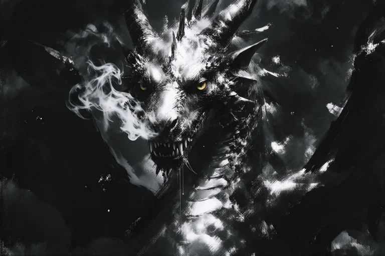 A Highly Detailed Image Of A Scaled Dragon With Long Whisker...