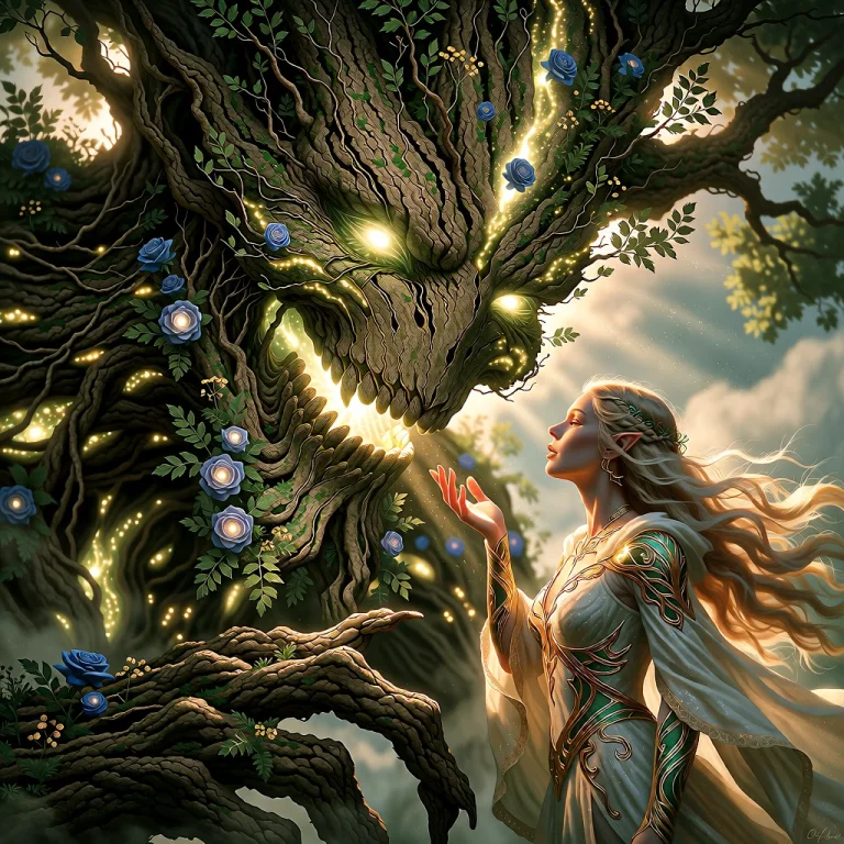 Painting Of A Treant, Treefolk, Ent, Ancient Tree With A Fac...
