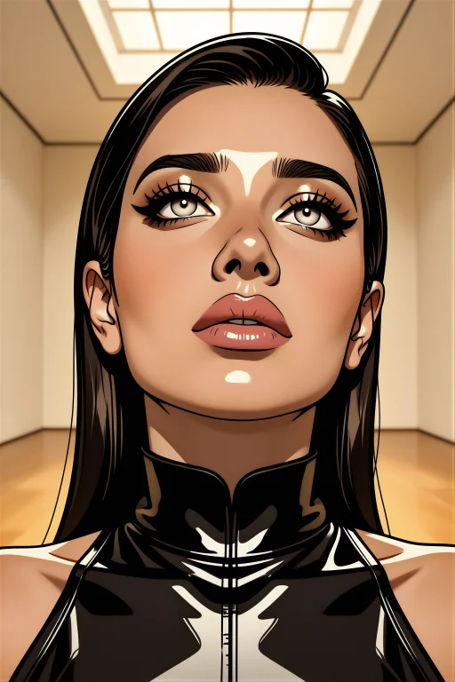 Volanisy Style, Slicked Dark Hair, Luminous Eyes, Wearing A...