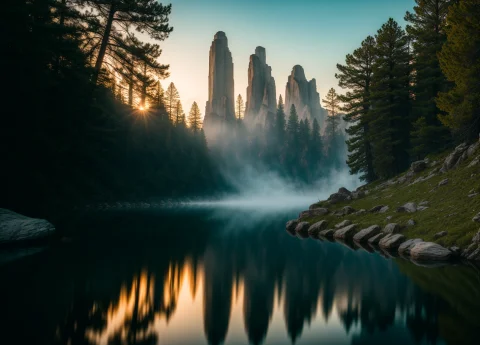 Cinematic Film Still Of Impractical Studly The Tower Of Dest... — Stable Diffusion AI Prompt: Cinematic film still of impractical studly The Tower of Destiny canyon, analog s...