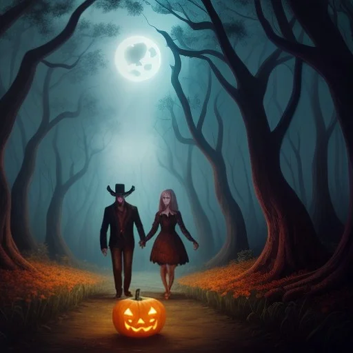 A Vampire And A Zombie Walking In A Haunted Digital Cartoon...