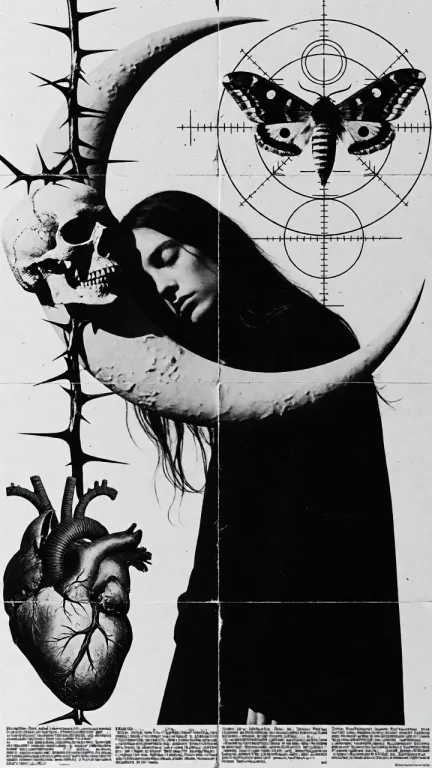 H3reticpress, Sleeping Figure, Crescent Moon, Skull, Thorn B...