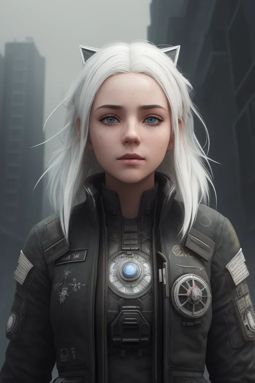 Girl, White Hair, 4k, Hyperrealism, Realistic, Render, 3d, A...