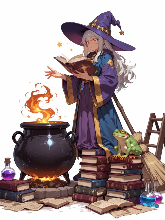 Masterpiece, Best Quality, Score9,1girl, Cauldron, Witch Hat...